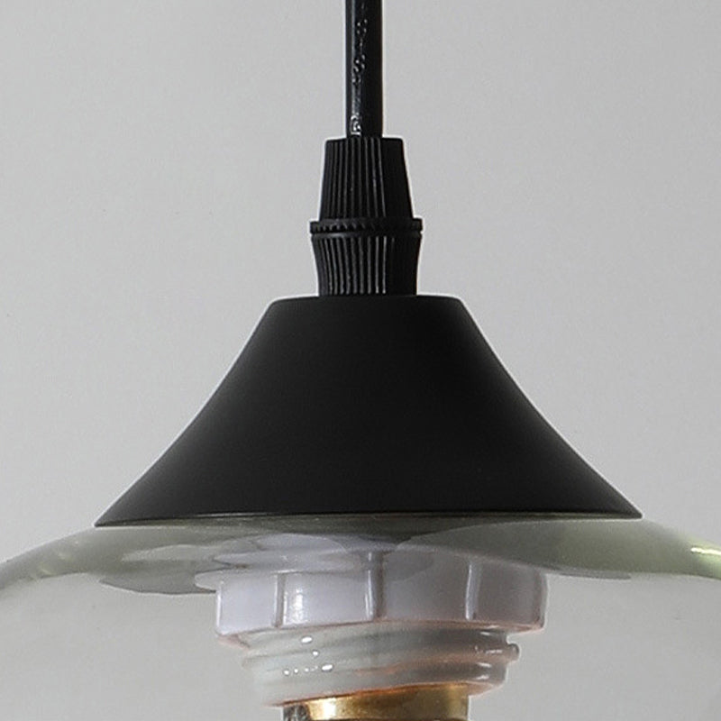 Dining Room Globe Pendant Ceiling Light - Macaron Glass Clear/Coffee/Red 1 Head Hanging Lamp