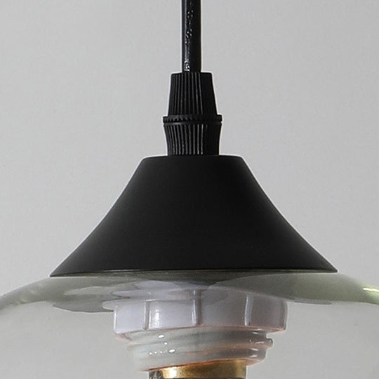 Dining Room Globe Pendant Ceiling Light - Macaron Glass Clear/Coffee/Red 1 Head Hanging Lamp