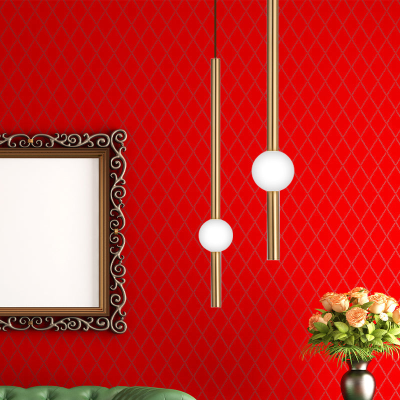 Gold And White Glass Flute Pendant Light- Single Head Stairway Fixture