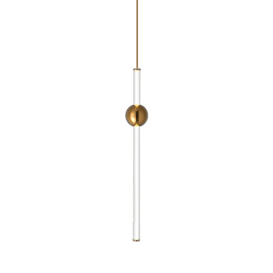 Gold/White Glass Flute Pendant Light Kit - Simple Style For Stairways (1 Head)