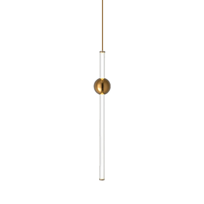 Gold And White Glass Flute Pendant Light- Single Head Stairway Fixture