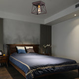 Industrial Style Metal Flush Ceiling Light Fixture - 10/12 Wide 2 Bulbs Coffee Tone Ideal For