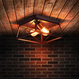 Industrial Style Metal Flush Ceiling Light Fixture - 10/12 Wide 2 Bulbs Coffee Tone Ideal For