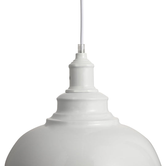 Adjustable Cord Pendant With Metal Dome Shade In Retro Black/Gray - 12’/14’/16’ W