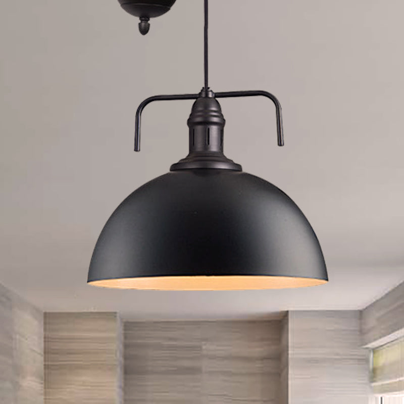 Metallic Pendant Light With Pulley Design - Black Dome Warehouse Style 1 8’/12’ Wide