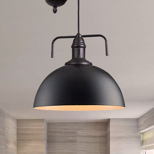 Metallic Pendant Light With Pulley Design - Black Dome Warehouse Style 1 8’/12’ Wide
