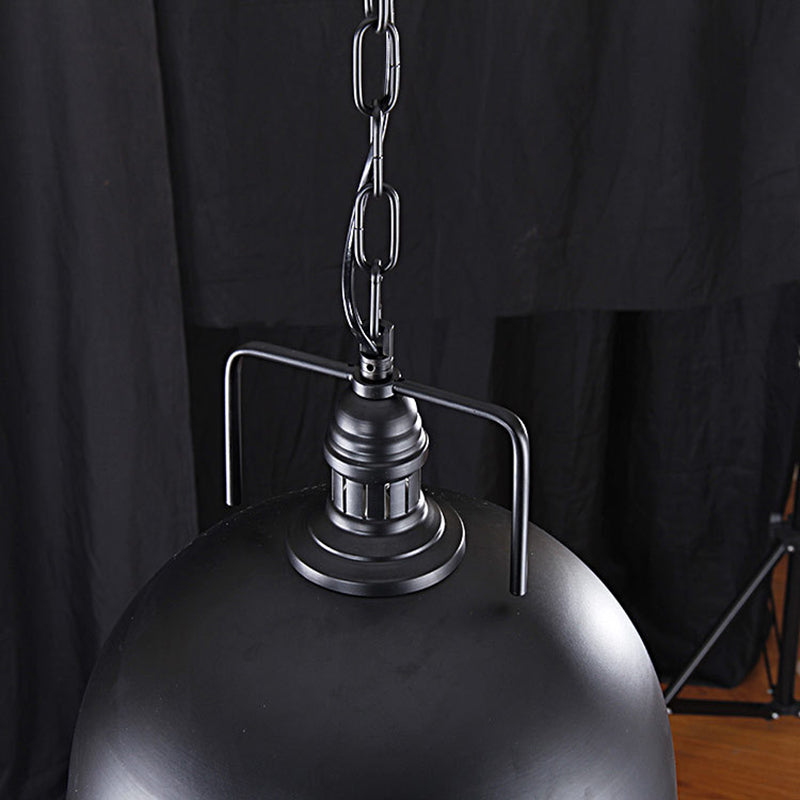 Metallic Pendant Light With Pulley Design - Black Dome Warehouse Style 1 8’/12’ Wide