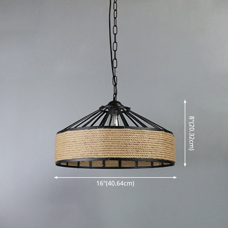 Retro Industrial Metal Pendant Hanging Light With Flared Cage Design - Ideal For Restaurants