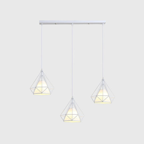 Diamond Cage Multi Pendant Light With 3 Lights Creative Industrial Metal Multi-Light For Restaurants