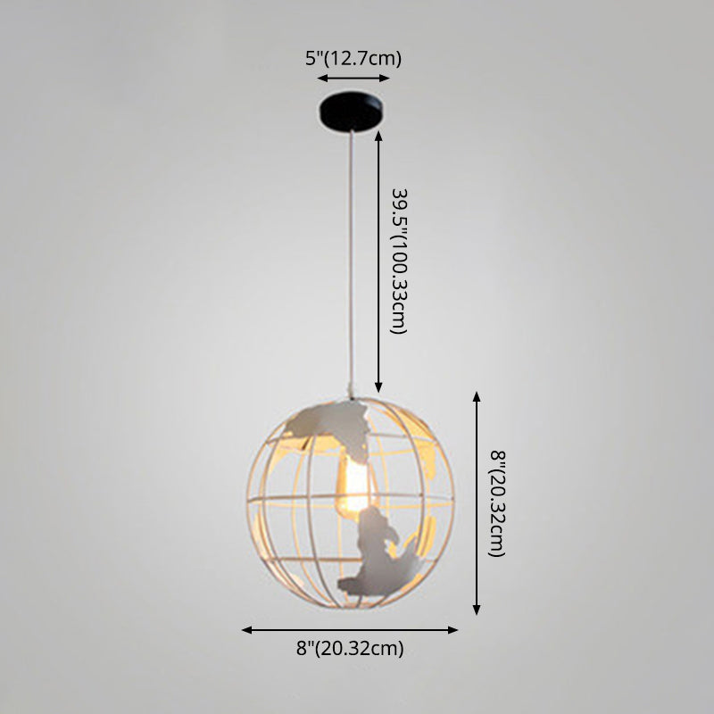 Industrial Metallic Pendant Light With Cage Globe Design For Coffee Shop - 1 Ceiling Fixture