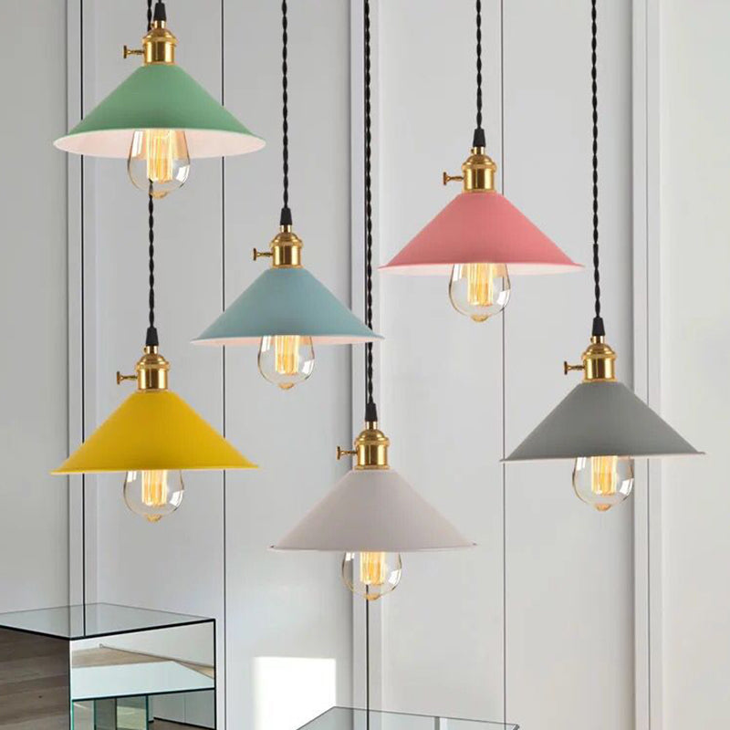Nordic Industrial Macaron Pendant Light - Colorful Metal 1-Light Lighting