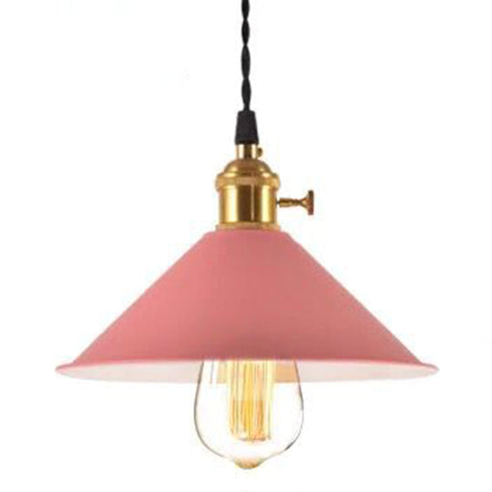 Nordic Industrial Macaron Pendant Light - Colorful Metal 1-Light Lighting Red / 8.5