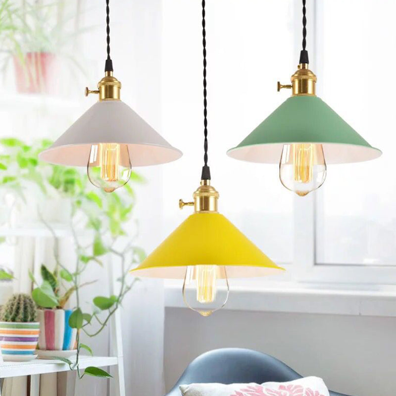 Nordic Industrial Macaron Pendant Light - Colorful Metal 1-Light Lighting
