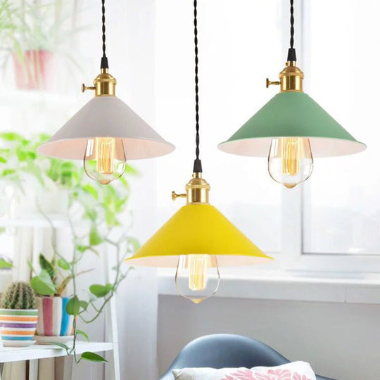 Nordic Industrial Macaron Pendant Light - Colorful Metal 1-Light Lighting