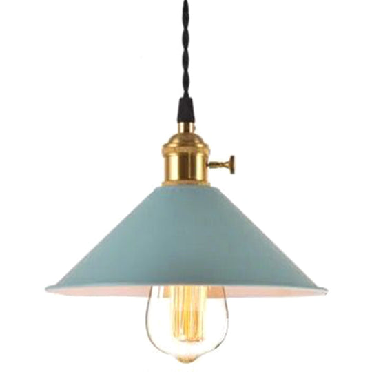 Nordic Industrial Macarons Pendant Light - Metal Colorful 1-Light Lighting Blue / 8.5’