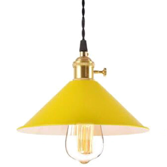 Nordic Industrial Macaron Pendant Light - Colorful Metal 1-Light Lighting Yellow / 8.5