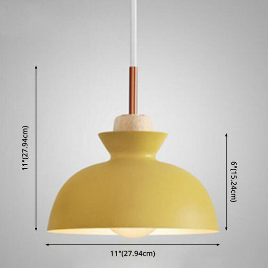 Nordic Style Wooden Pendant Lamp With Metal Frame - Perfect For Restaurants And Modern Homes