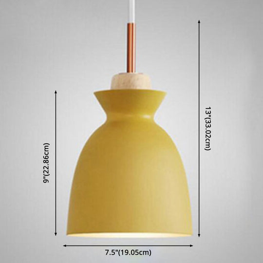 Nordic Style 1-Light Pendant Lamp With Wooden Top For Modern Restaurants