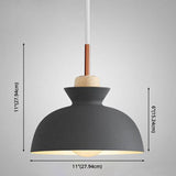 Nordic Style 1-Light Pendant Lamp With Wooden Top For Modern Restaurants