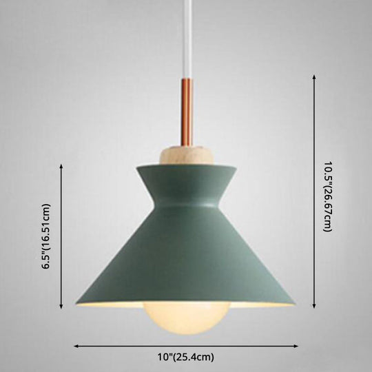 Nordic Style 1-Light Pendant Lamp With Wooden Top For Modern Restaurants