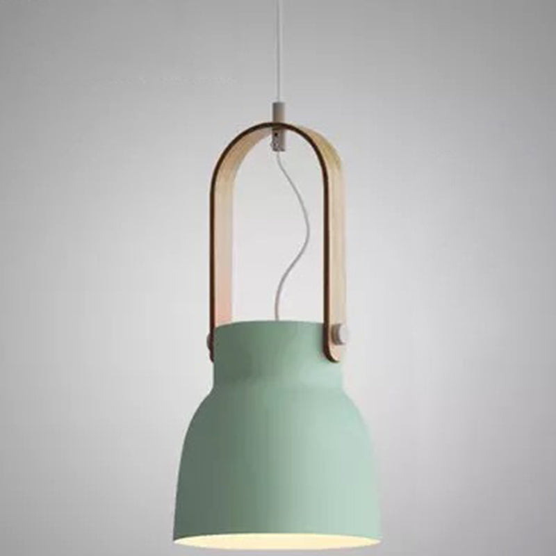 Nordic Modern Metal Pendant Lamp - 1-Light Upside Down Trifle Style For Restaurants Green / 7.5’