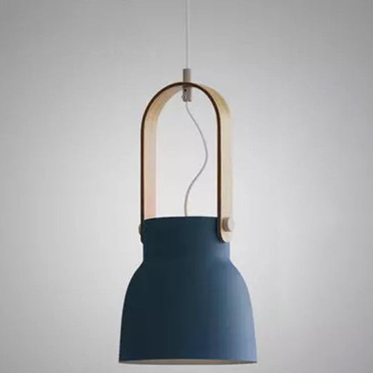 Nordic Style 1-Light Pendant Lamp - Upside Down Trifle Design For Modern Metal Restaurants Dark Blue