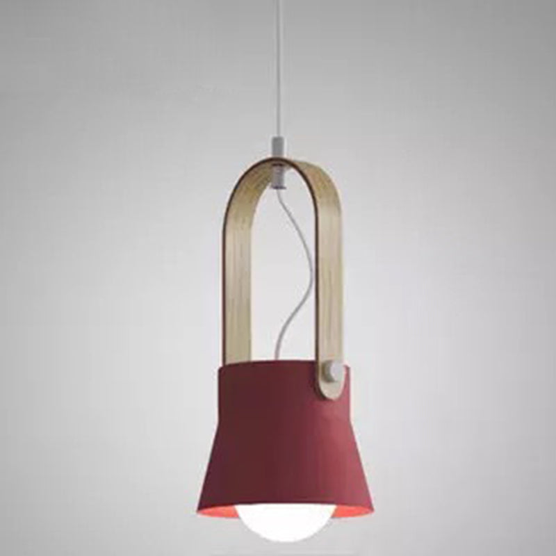 Nordic Style 1-Light Pendant Lamp - Upside Down Trifle Design For Modern Metal Restaurants Crimson /