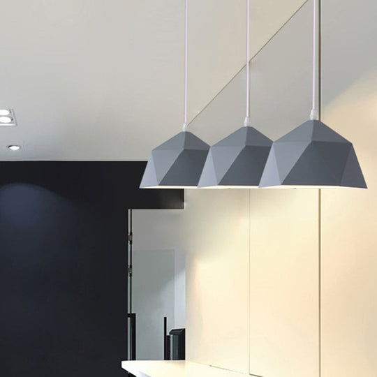 Nordic Macarons Style 1-Light Diamond Pendant Lamp - Modern Metal Dining Room Hanging Lighting