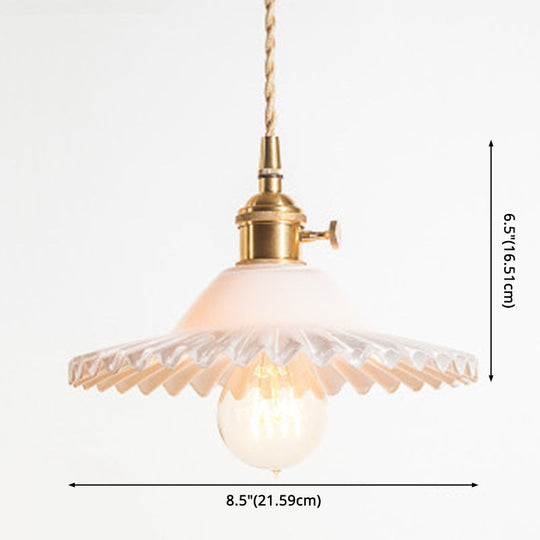 Vintage Industrial Scalloped Glass Pendant Light For Living Room
