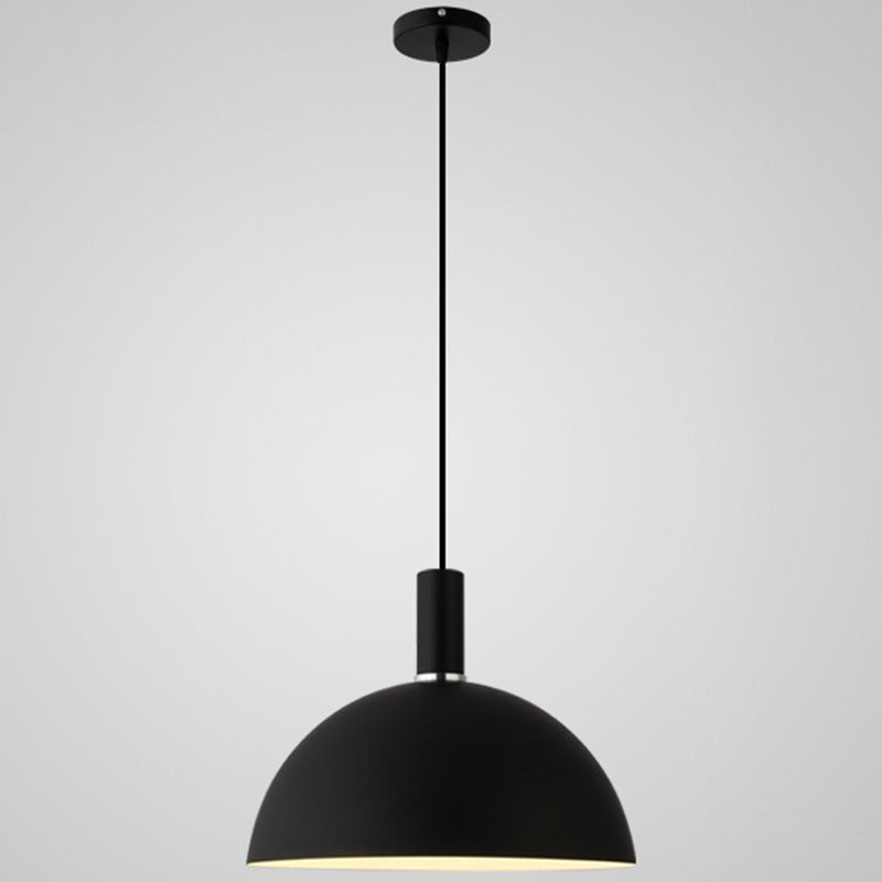 Nordic Style Metal Hemispherical Pendant Lamp - | Restaurant Ceiling Light 1 Black / 12