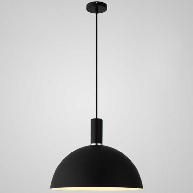 Nordic Style Metal Hemispherical Pendant Lamp - | Restaurant Ceiling Light 1 Black / 14