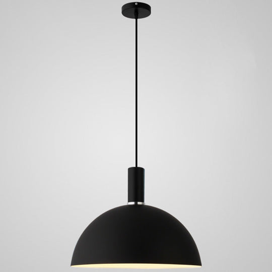 Nordic Style Metal Hemispherical Pendant Lamp - | Restaurant Ceiling Light 1 Black / 14