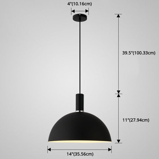 Nordic Style Metal Hemisphere Pendant Light For Restaurants - 1-Light Ceiling Lamp