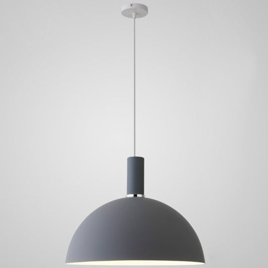 Nordic Style Metal Hemispherical Pendant Lamp - | Restaurant Ceiling Light 1 Grey / 16