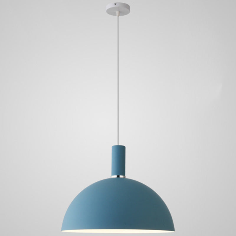 Nordic Style Metal Hemispherical Pendant Lamp - | Restaurant Ceiling Light 1 Blue / 14
