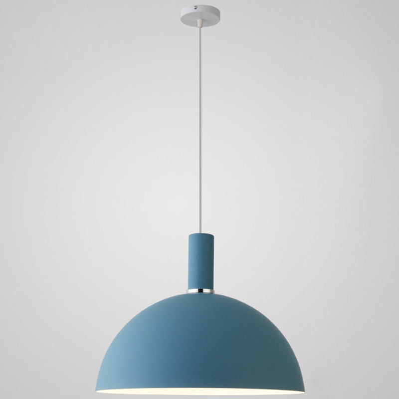 Nordic Style Metal Hemisphere Pendant Light For Restaurants - 1-Light Ceiling Lamp Blue / 16’