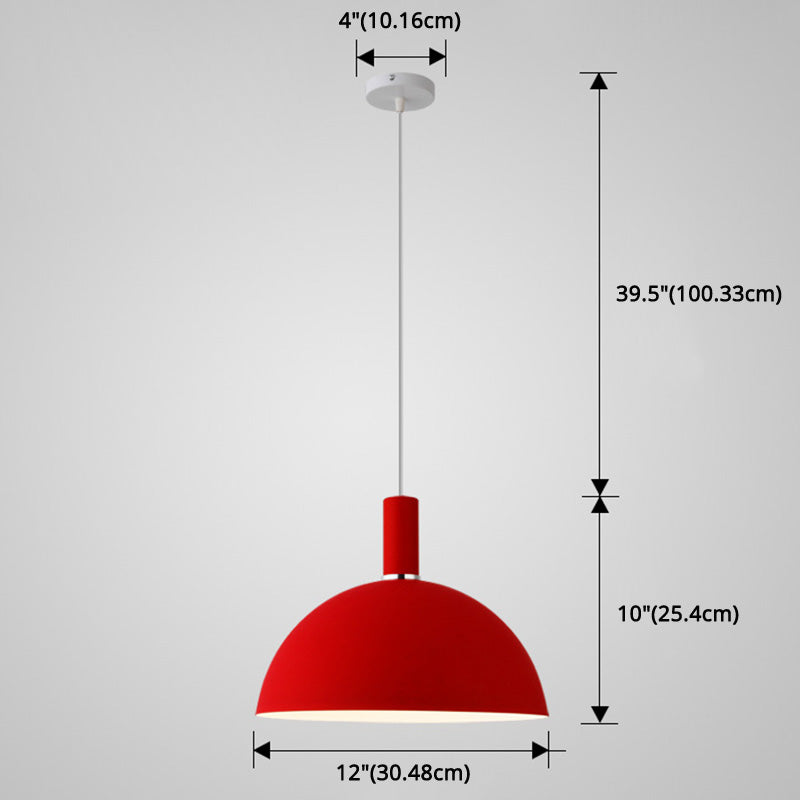 Nordic Style Metal Hemisphere Pendant Light For Restaurants - 1-Light Ceiling Lamp