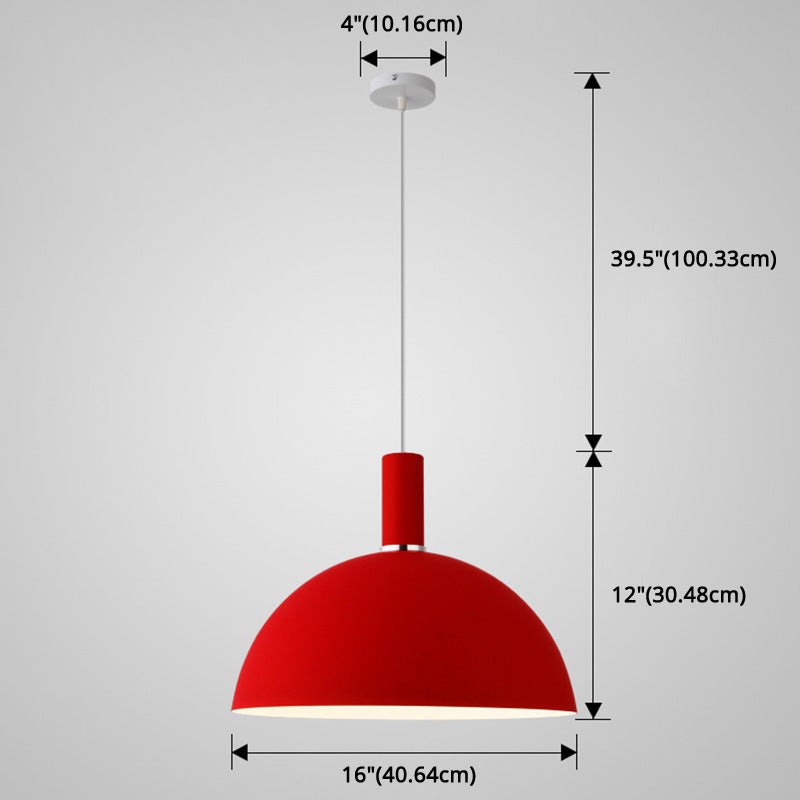 Nordic Style Metal Hemisphere Pendant Light For Restaurants - 1-Light Ceiling Lamp