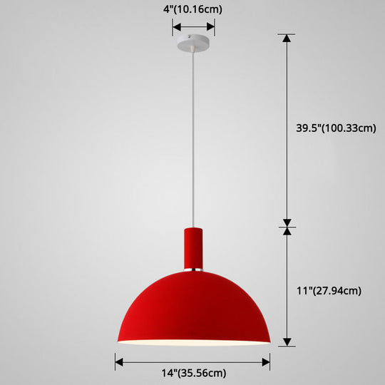 Nordic Style Metal Hemisphere Pendant Light For Restaurants - 1-Light Ceiling Lamp