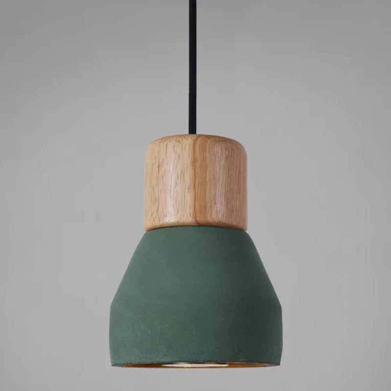 Nordic Minimalist Cement Tapered Hanging Light - Restaurant Down Mini Pendant (1-Light) Green