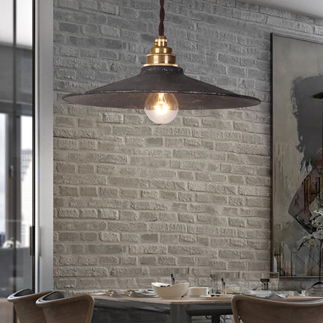 Warehouse Style Wrought Iron 1-Light Pendant Ceiling Light - Vintage Black Hanging Lamp