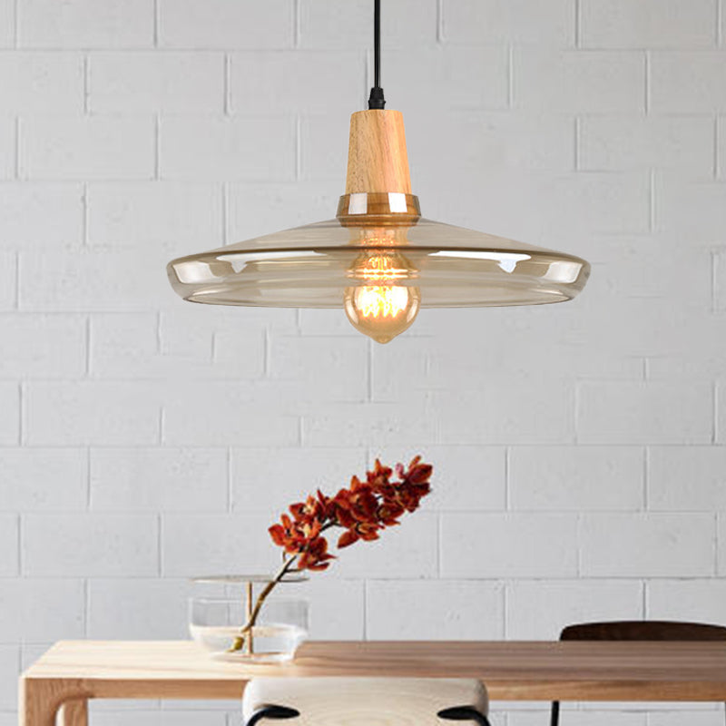 Modern Amber Glass Pendant Lamp Kit - 1 Light Multiple Sizes