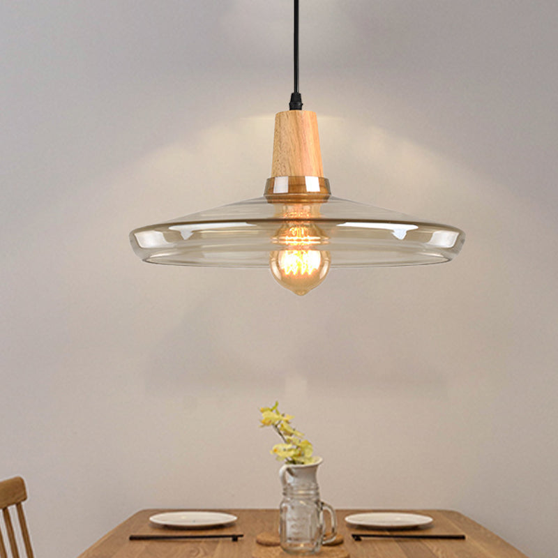Modern Amber Glass Pendant Lamp Kit - 1 Light Multiple Sizes