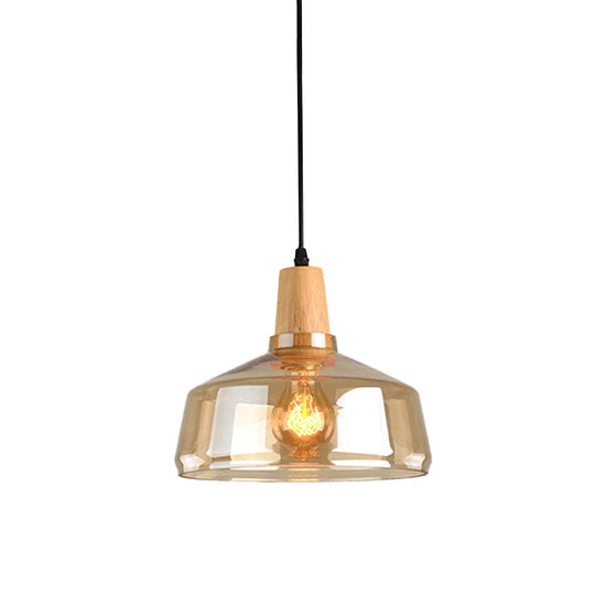 Modern Amber Glass Pendant Lamp Kit - 1 Light Multiple Sizes
