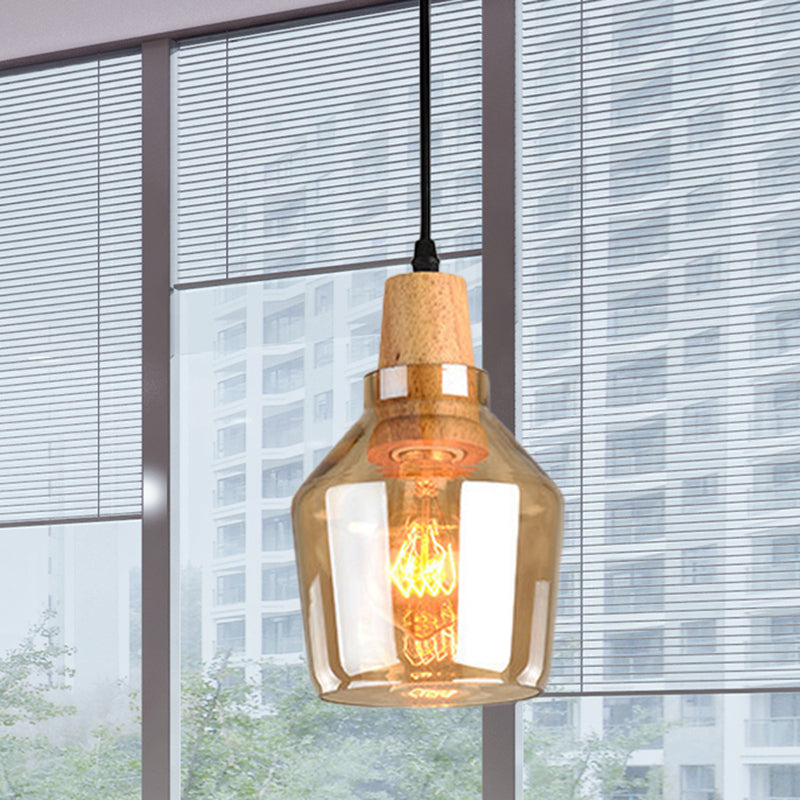 Modern Amber Glass Pendant Lamp Kit - 1 Light Multiple Sizes