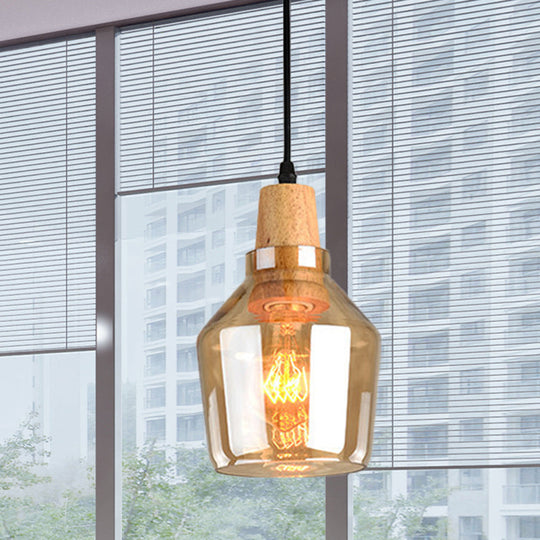 Modern Amber Glass Pendant Lamp Kit - 1 Light Multiple Sizes