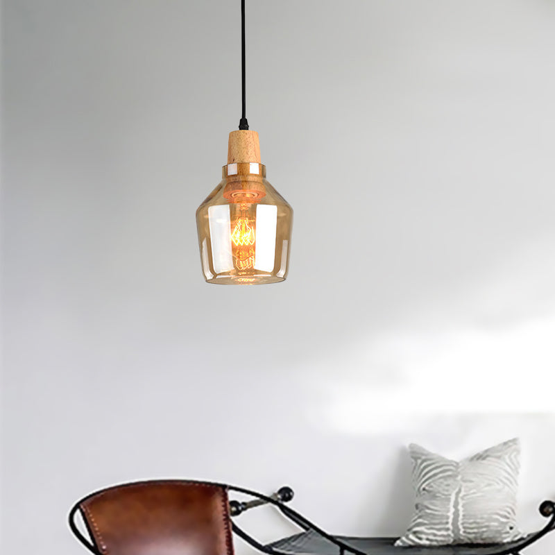 Modern Pendant Lamp With Amber Glass Shade - Barn/Disc/Trifle Hanging Light Kit 5.5/7.5/13 Wide