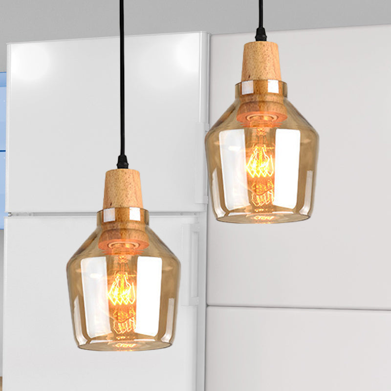 Modern Amber Glass Pendant Lamp Kit - 1 Light Multiple Sizes