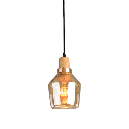 Modern Amber Glass Pendant Lamp Kit - 1 Light Multiple Sizes