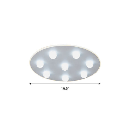 Modern Metal Led Flush Ceiling Light For Kids - Flower/Round/Square Design 8 Lights 16.5/19.5 Inch